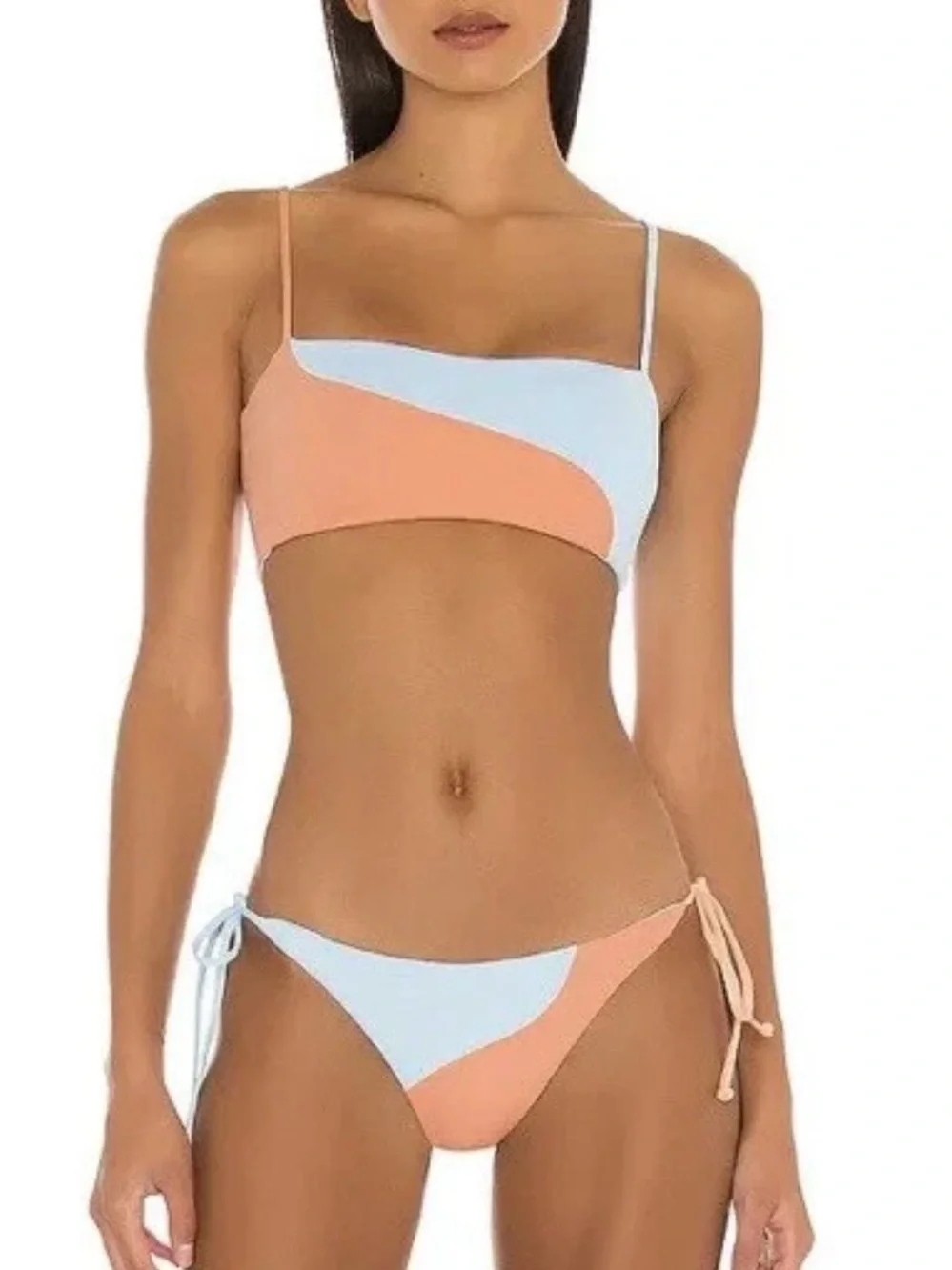 L*Space Dani Colorblock String Bikini Bottom Tangy Sky Blue XL